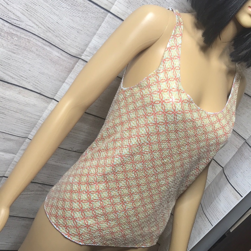 TORY BURCH Sequin Tank Top S Coral Stretch